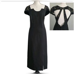 VTG Women's Plus Sz 14 Midi Formal Dress Beaded Slit Wimsigoth Elegance Holiday